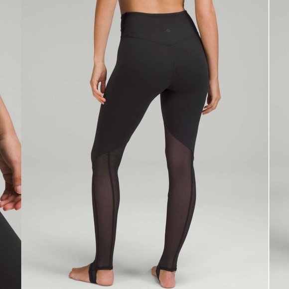 Lululemon black nulu and crisscross mesh stirrup tight leggings size 6 - Picture 2 of 10